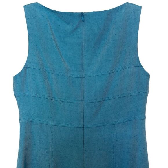 David Meister Shift Dress Turquoise Blue Chest Cut Out Sleeveless Made in USA 4 - Picture 4 of 9